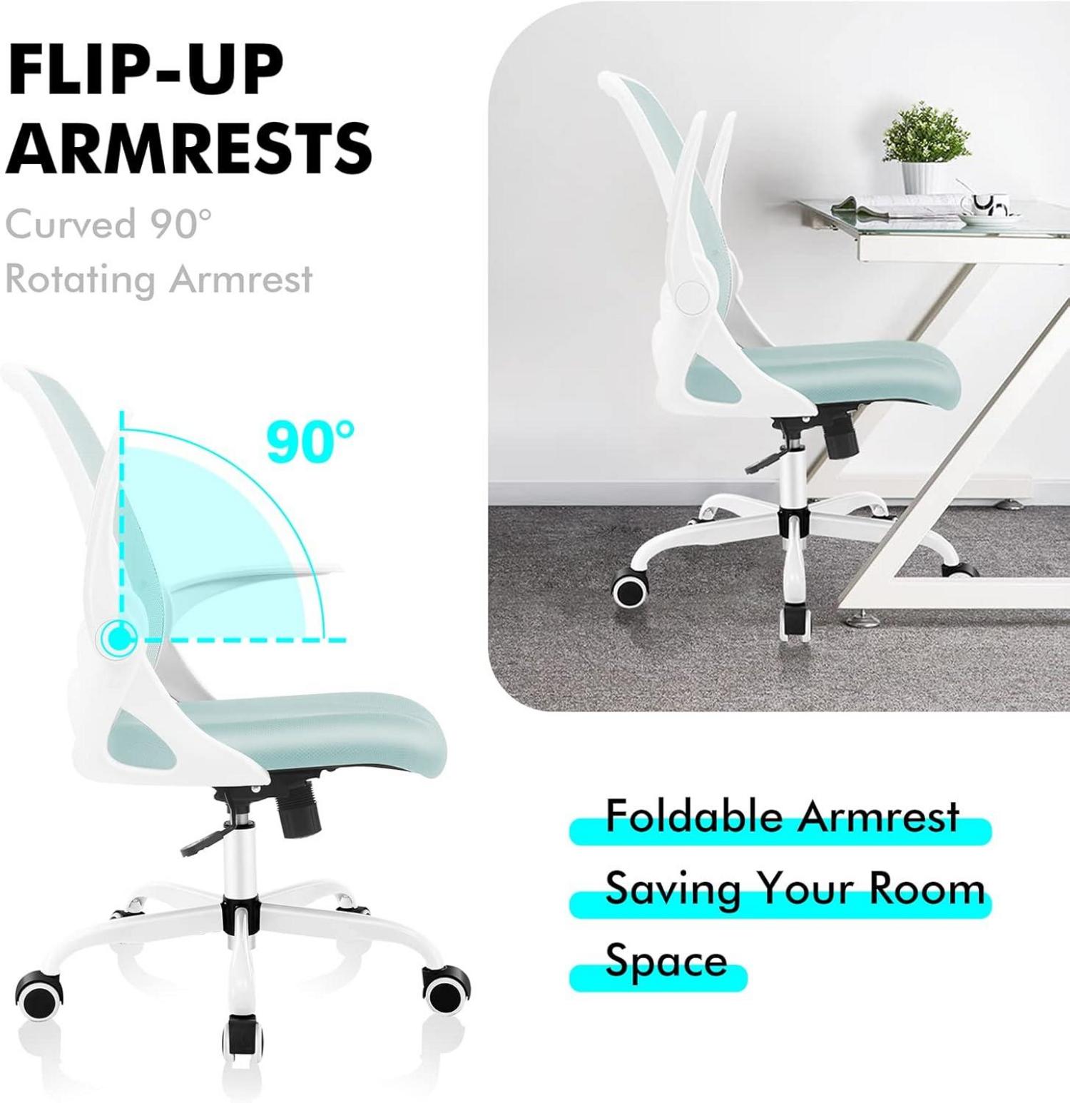 Ergonomischer Mesh Bürostuhl mit klappbaren Armlehnen 360° Drehstuhl