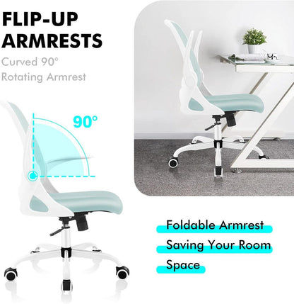 Ergonomischer Mesh Bürostuhl mit klappbaren Armlehnen 360° Drehstuhl