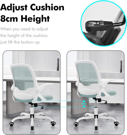 Ergonomischer Bürostuhl mit klappbaren Armlehnen Mintgrün Mesh