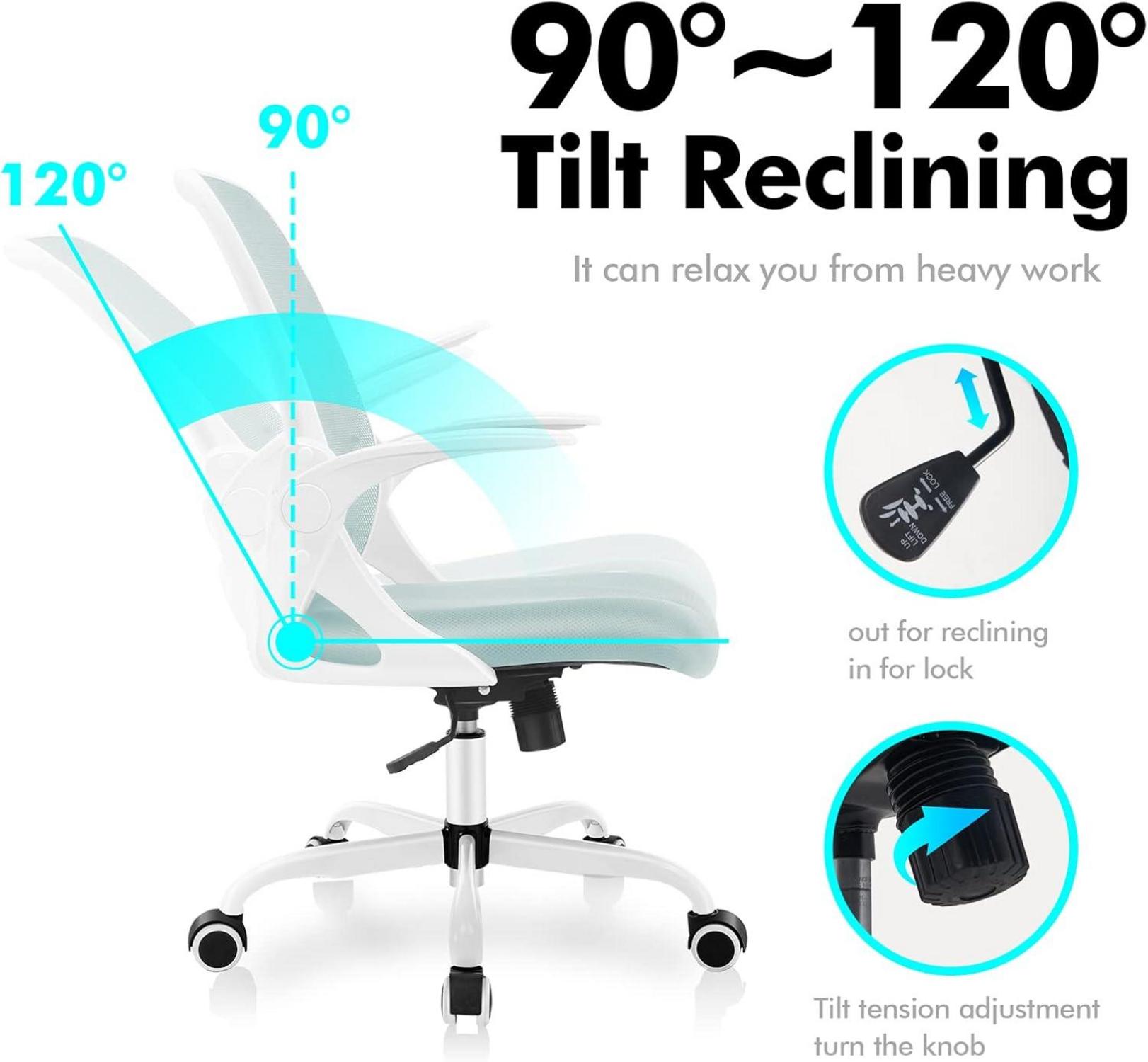 Ergonomischer Bürostuhl mit klappbaren Armlehnen Mintgrün Mesh