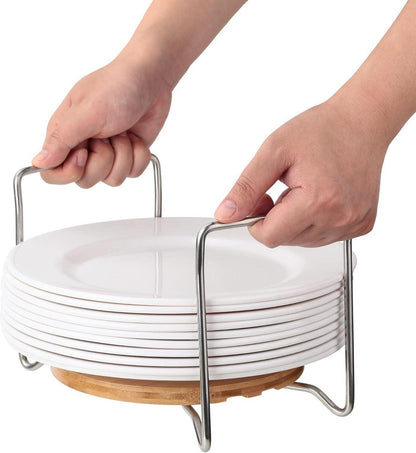 Bambus Tellerhalter Organizer für 15-23cm