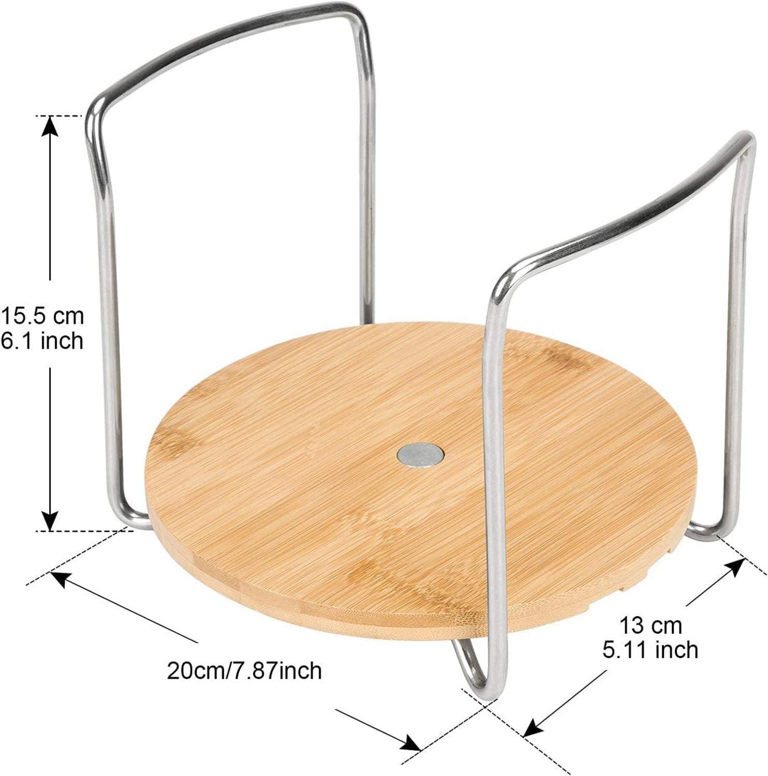 Bambus Tellerhalter Organizer für 15-23cm Teller mit Griff