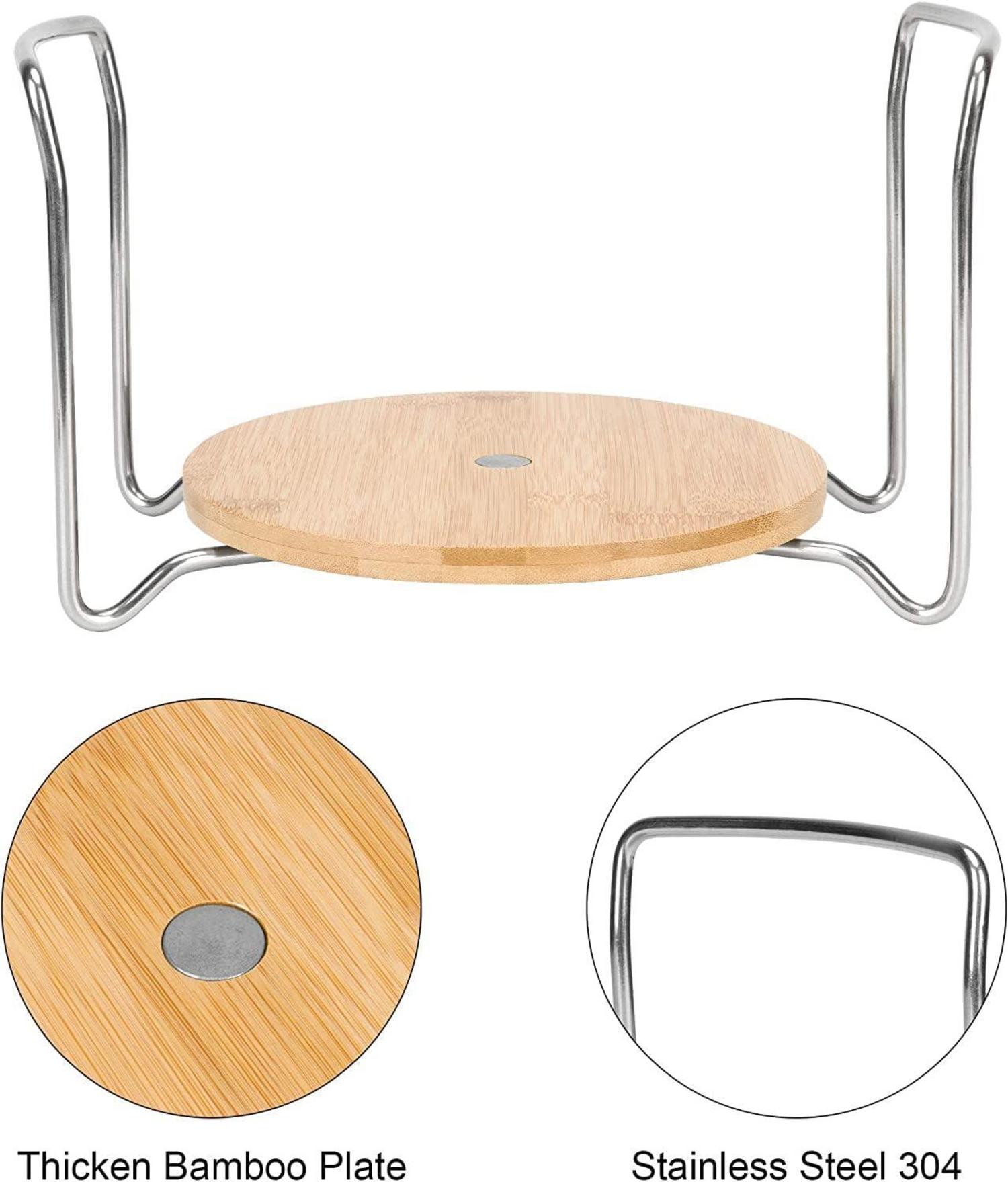 E-ROOM TREND Bambus Tellerhalter Organizer Klein für 15-23cm Teller SS304 Griff