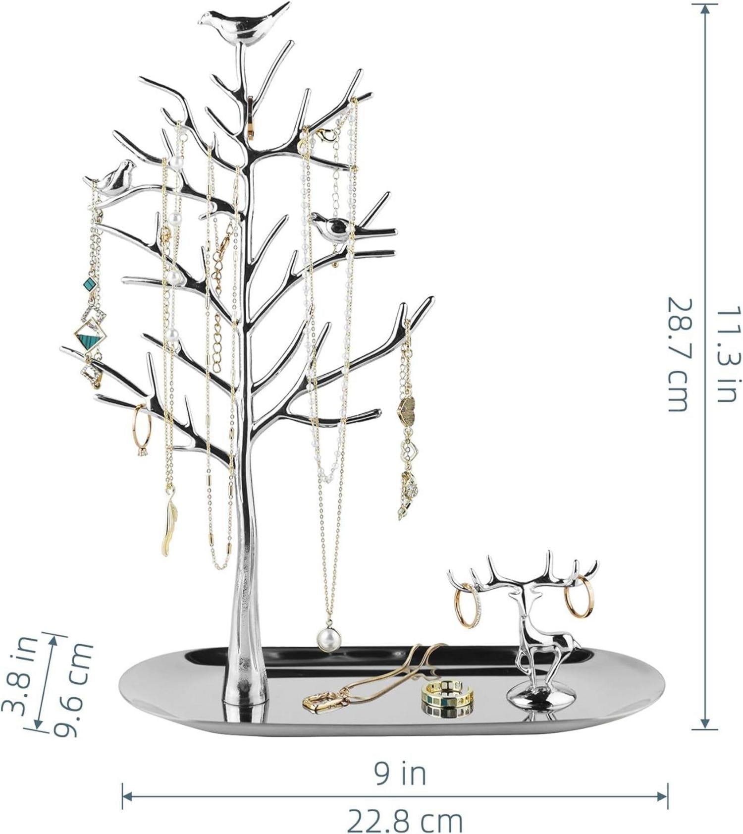 Baum Hirsch Schmuckständer Ringe Ohrringe Halsketten Armbänder Silber