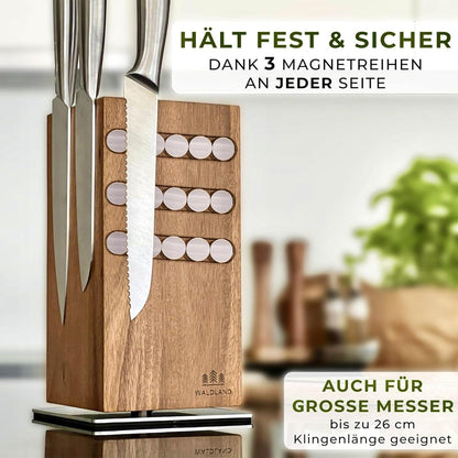 Magnetischer Messerblock aus Akazienholz 360° drehbar