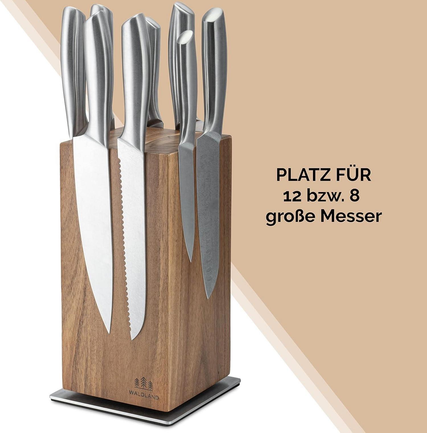 Messerblock magnetisch 360° drehbar Akazienholz Messerhalter