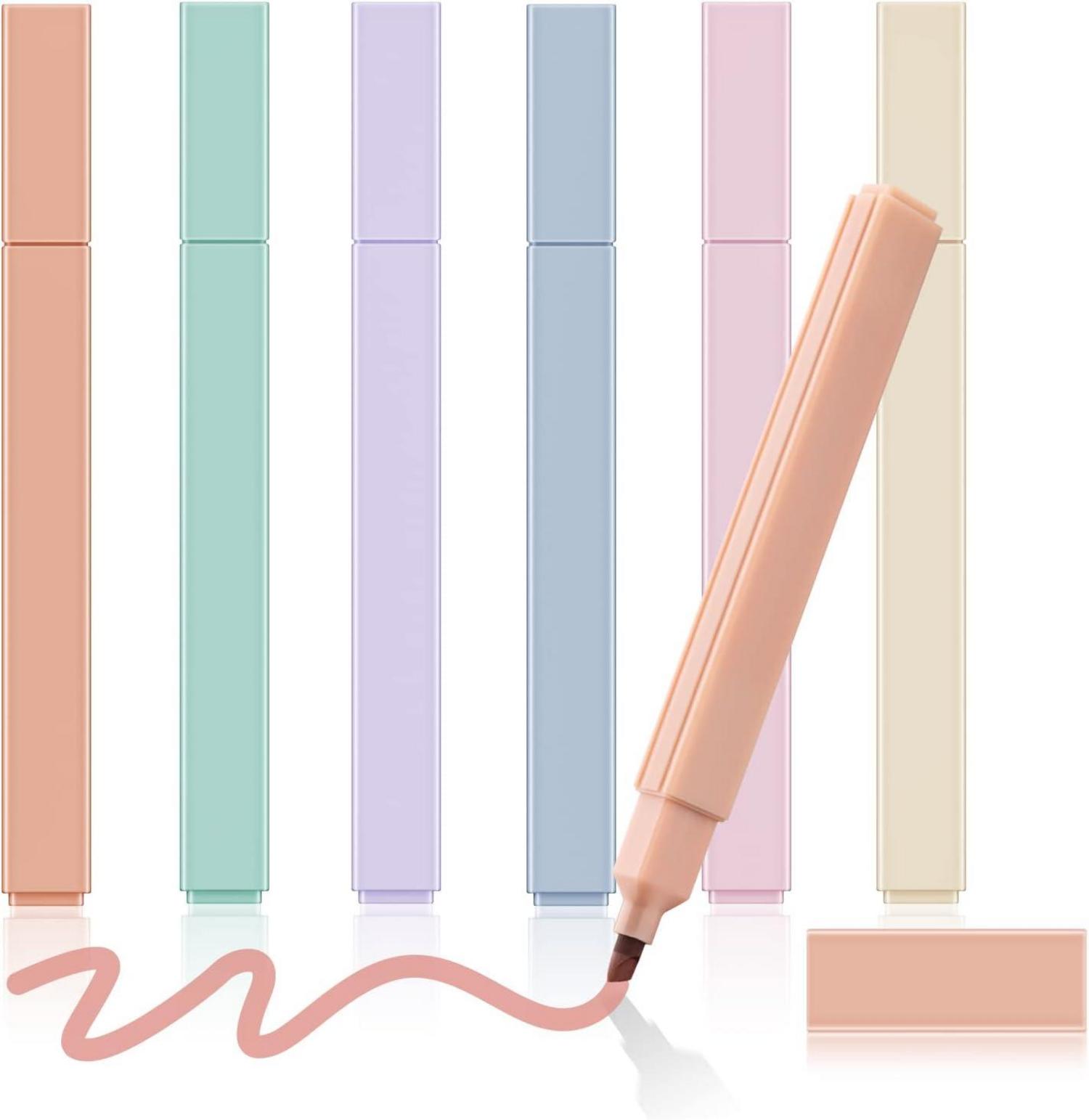 Ästhetische Pastell Textmarker Set 6 Stifte Brush Highlighter