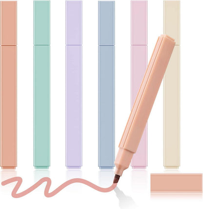 Ästhetische Pastell Textmarker Set 6 Stifte Brush Highlighter