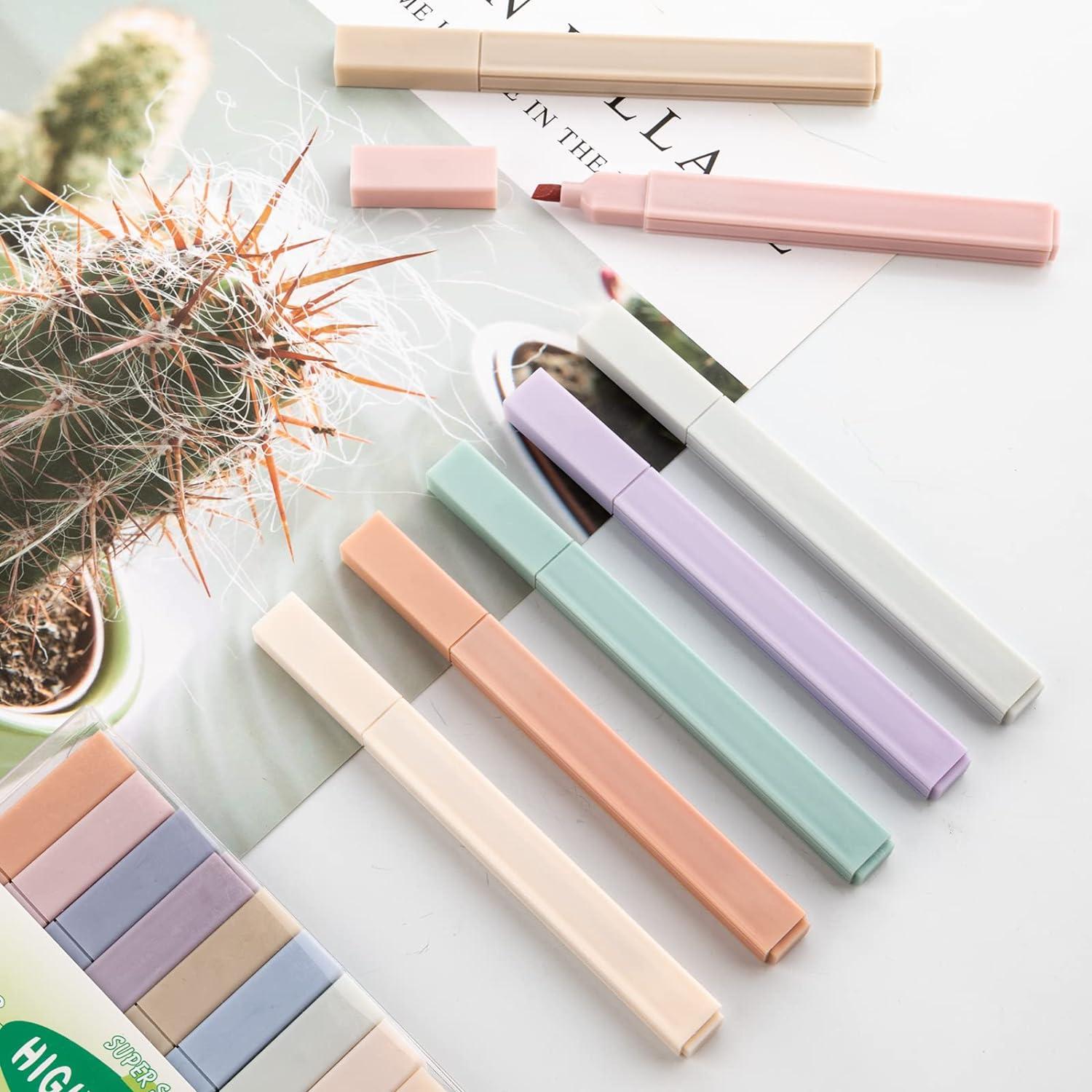 Pastell Textmarker 6er Set Pinselstrich Aesthetic Mildliner Marker für