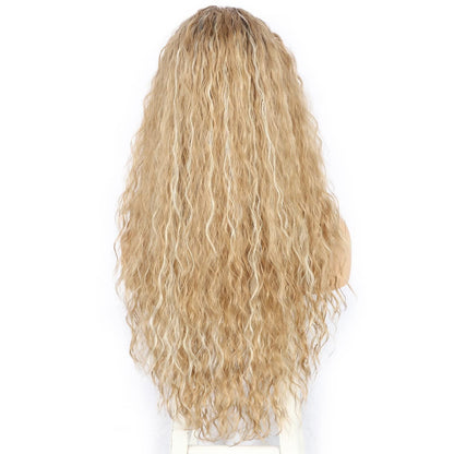 Lockige Blonde Lace Front Perücke – Synthetisch, 26 Zoll