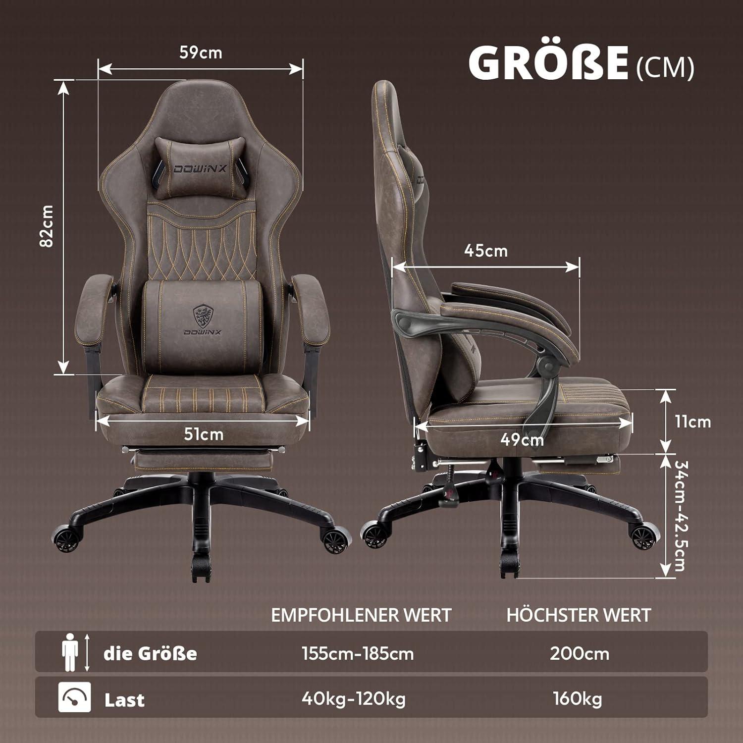 Gaming Stuhl mit Frühling Kissen und Massage Lendenwirbelstütze