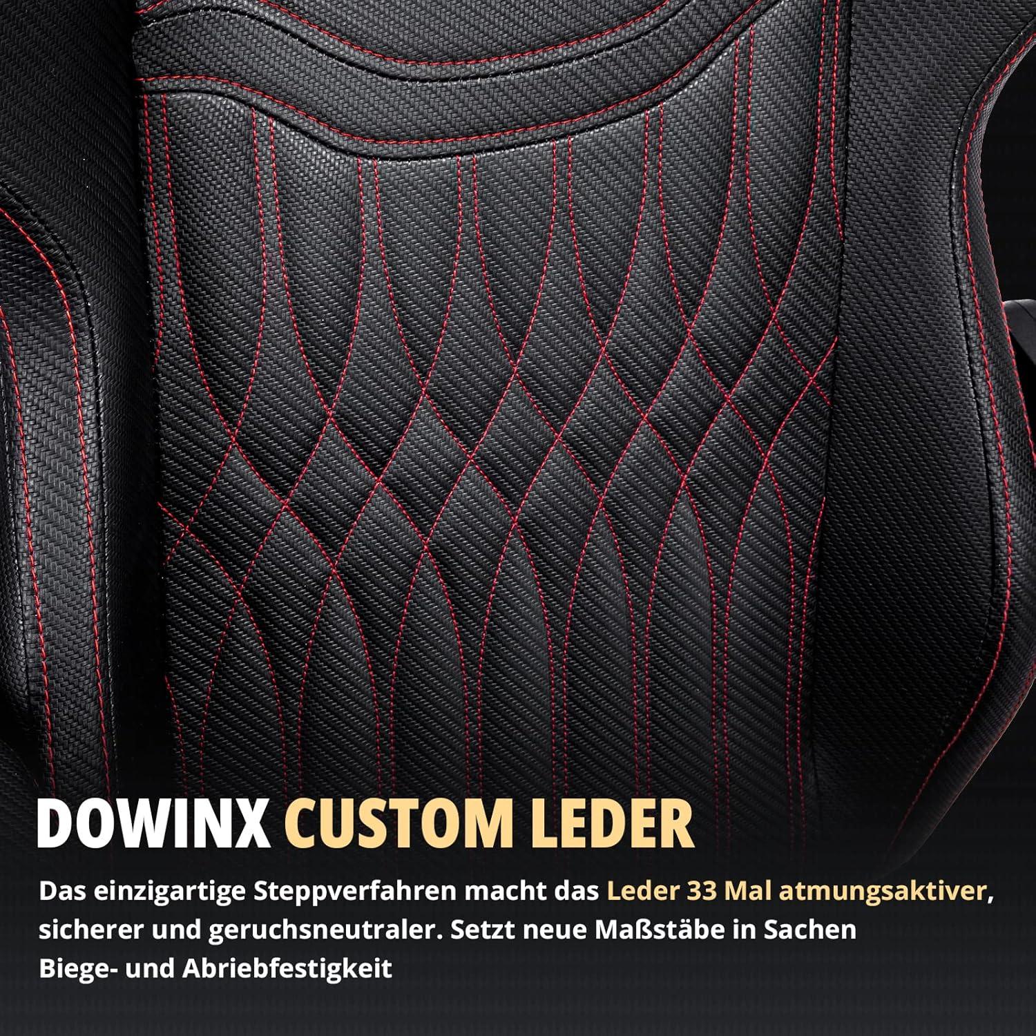 Ergonomischer Gaming Stuhl mit Massage & Lendenwirbelstütze, Schwarz