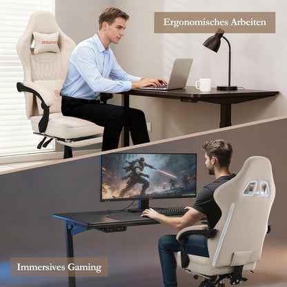 Gaming Stuhl mit Massage Lendenwirbelstütze und Fußstütze in