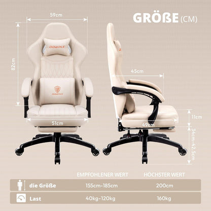 Ergonomischer Gaming Stuhl mit Massage und Lendenwirbelstütze