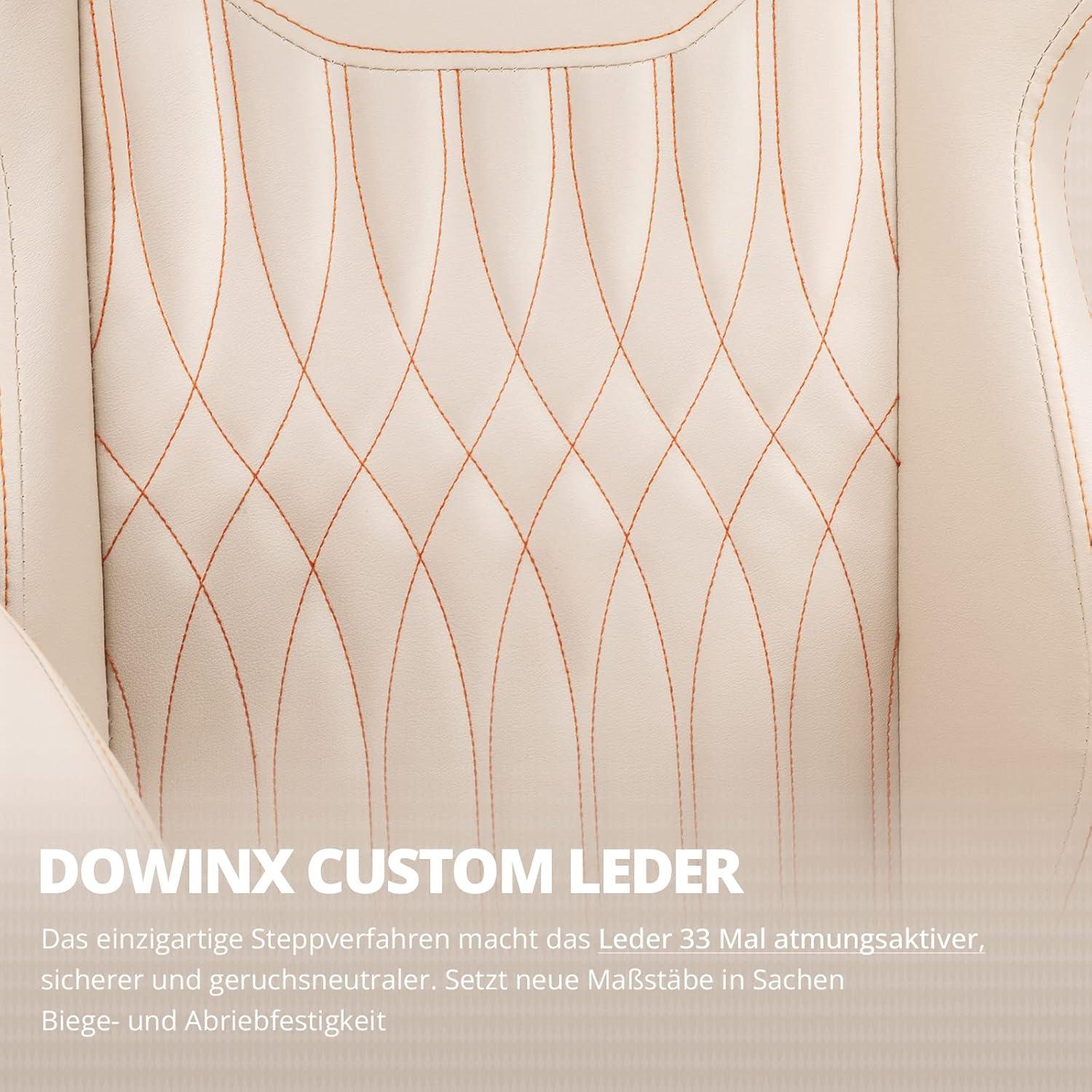 Gaming Stuhl mit Massage Lendenwirbelstütze und Fußstütze, PU Leder
