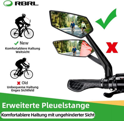 RBRL Fahrradspiegel Extra Große Spiegelfläche 360° Echtglas