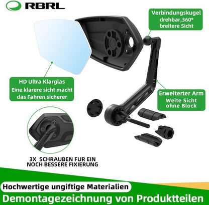 Fahrradspiegel Extra Große Bar End Spiegelfläche für E-Bike