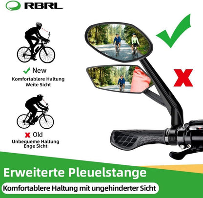 RBRL Fahrradspiegel Extra Große Spiegelfläche 360° verstellbar Universal für e-bike
