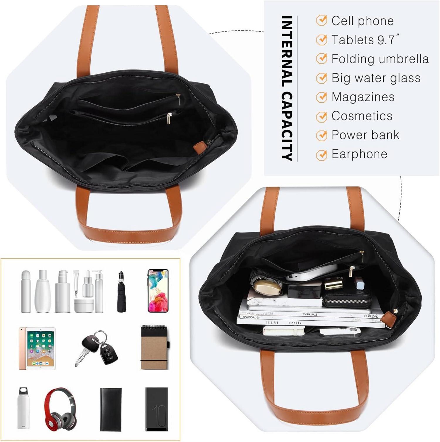 Damen Shopper wasserdicht Nylon Henkeltasche A4 Laptop