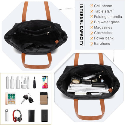 Damen Shopper wasserdicht Nylon Henkeltasche A4 Laptop
