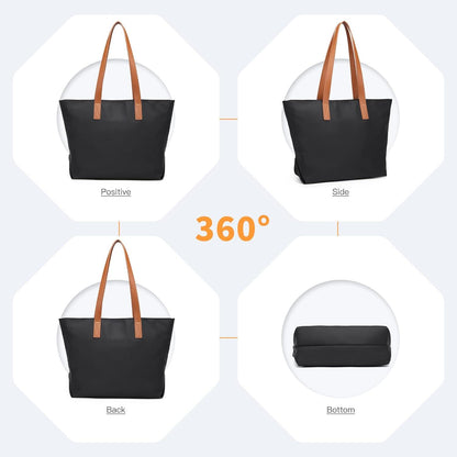 Damen Shopper Nylon wasserdicht Henkeltasche Laptop-Schultertasche