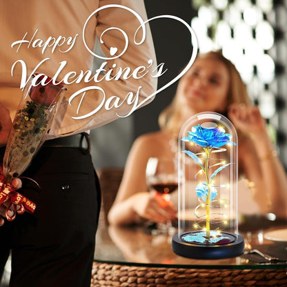 Ewige Rose im Glas mit LED Licht - Romantisches Weihnachtsgeschenk
