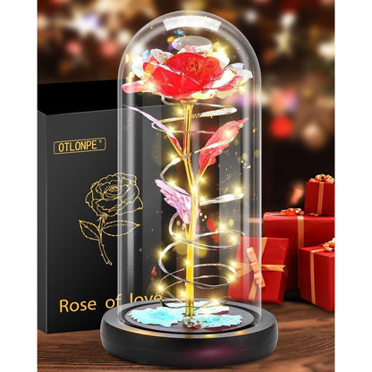 Ewige Rose im Glas mit LED Licht Geschenk für Frauen