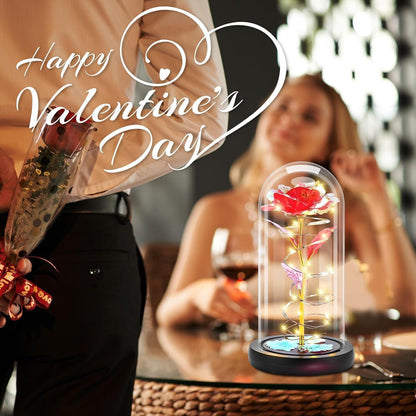 Ewige Rose im Glas mit LED Licht Geschenk für Frauen