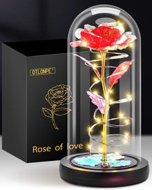 Ewige Rose im Glas mit LED Licht Romantische Geschenkbox Rot