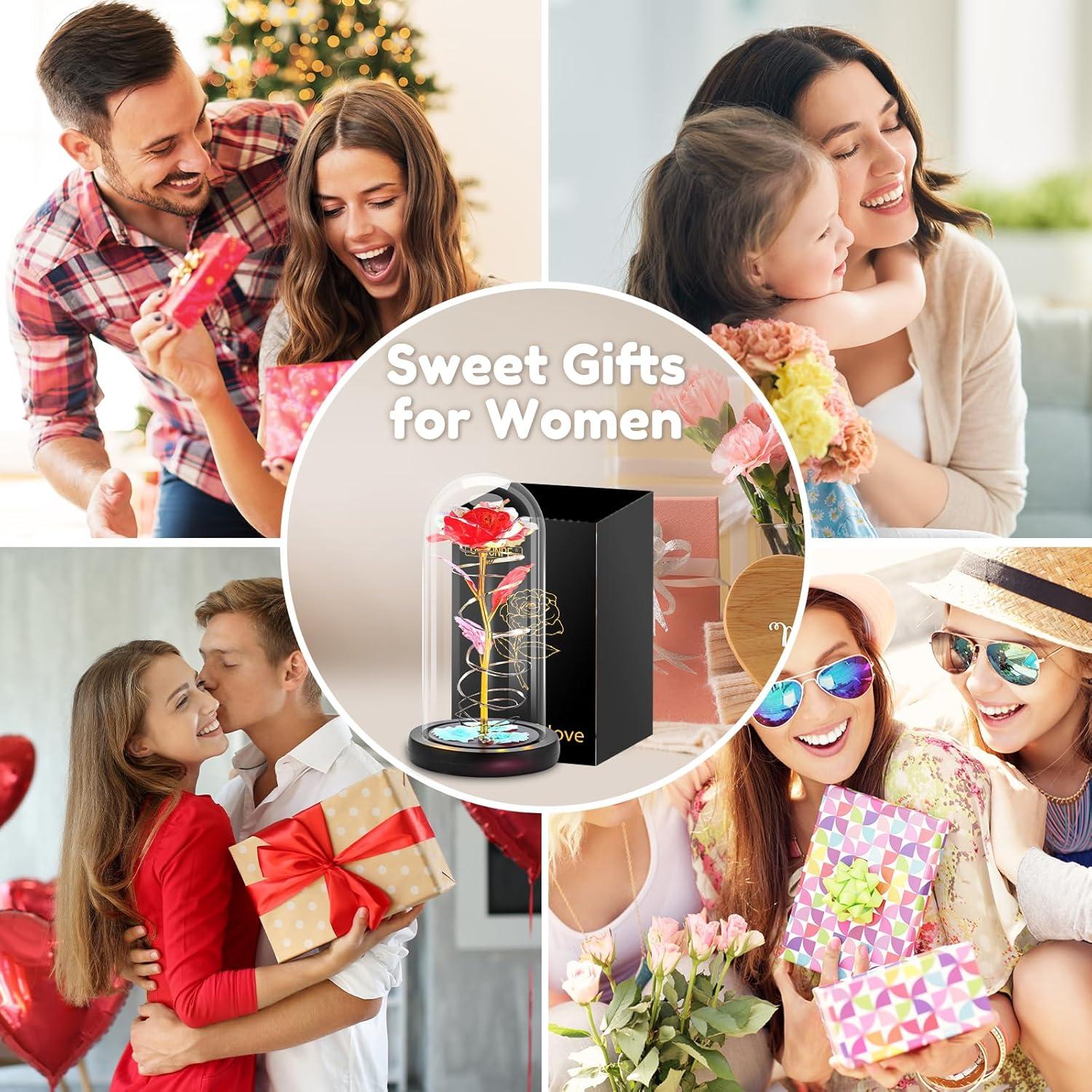 Ewige Rose im Glas mit LED Licht, Geschenk für Frauen, Weihnachten/Muttertag/Jahrestag