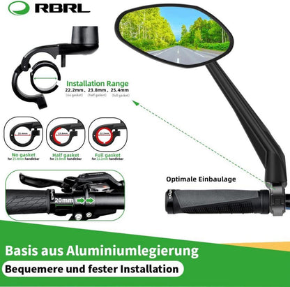 RBRL Fahrradspiegel Extra Große Spiegelfläche