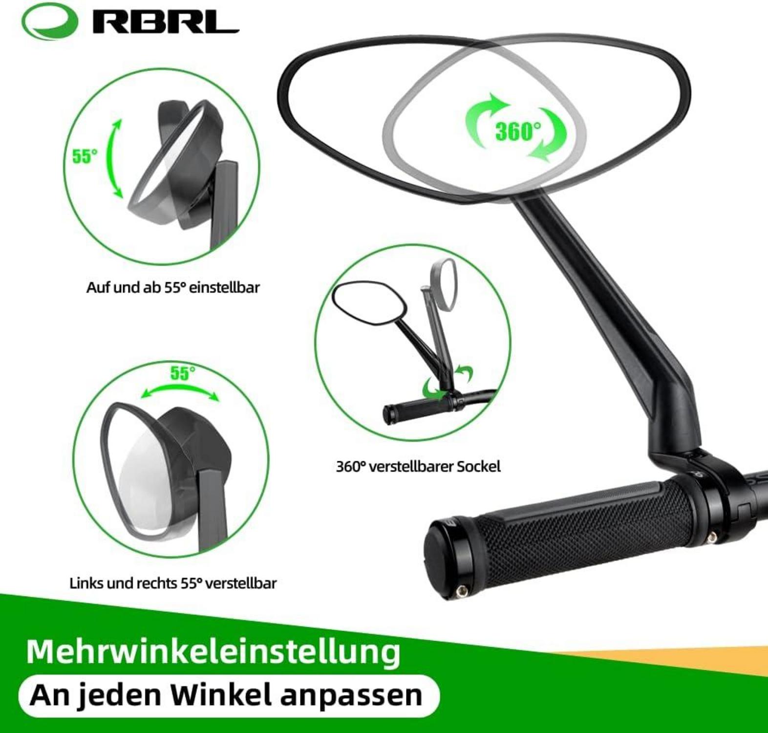 Fahrradspiegel Große Spiegelfläche 360° verstellbar schlagfest Echtglas