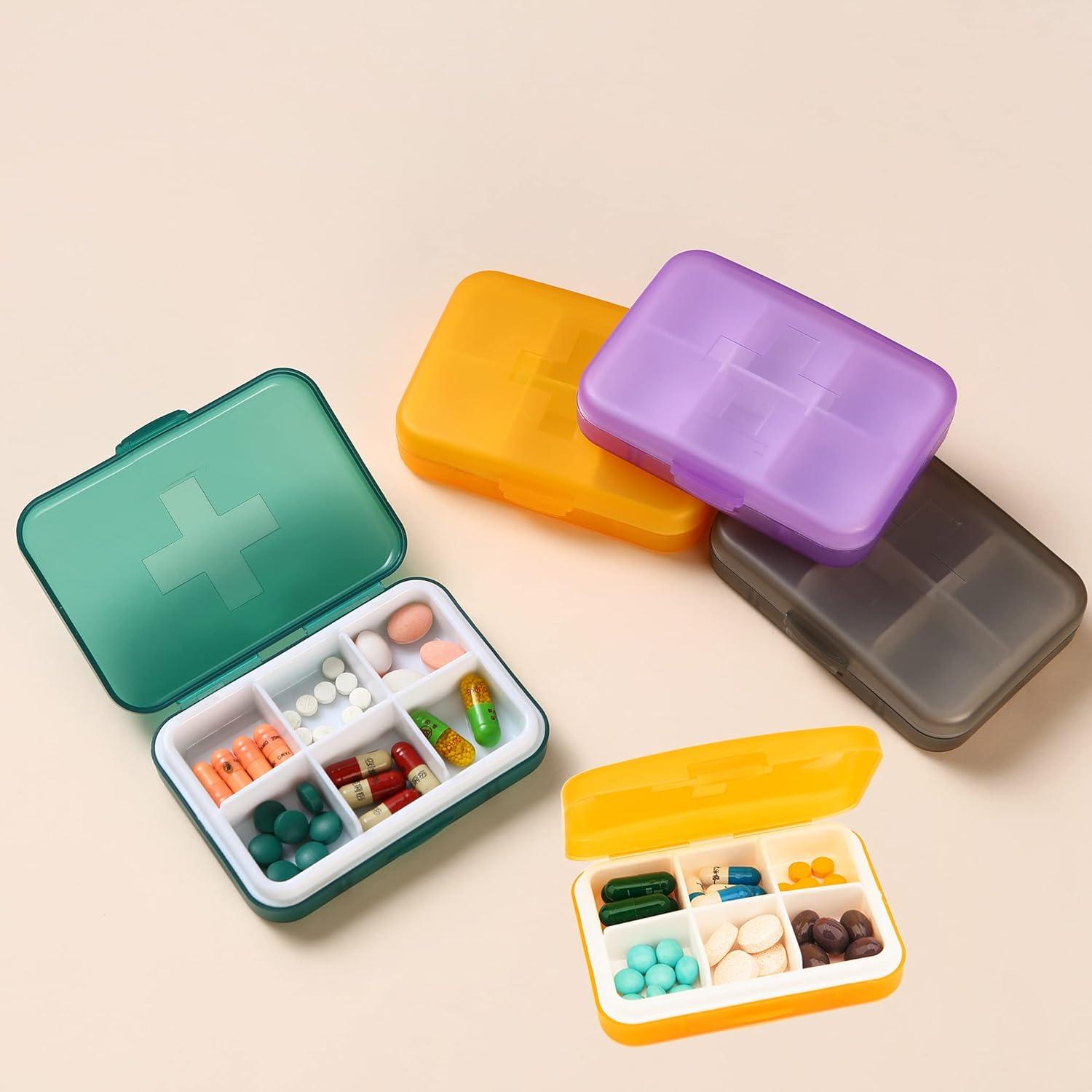 Pillendose wöchentlich tragbarer Pillen-Organizer 6 Fächer Medikamente