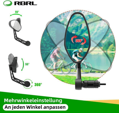 Fahrradspiegel Bar End Extra Groß Echtglas Rückspiegel Universal E-Bike-1Paar