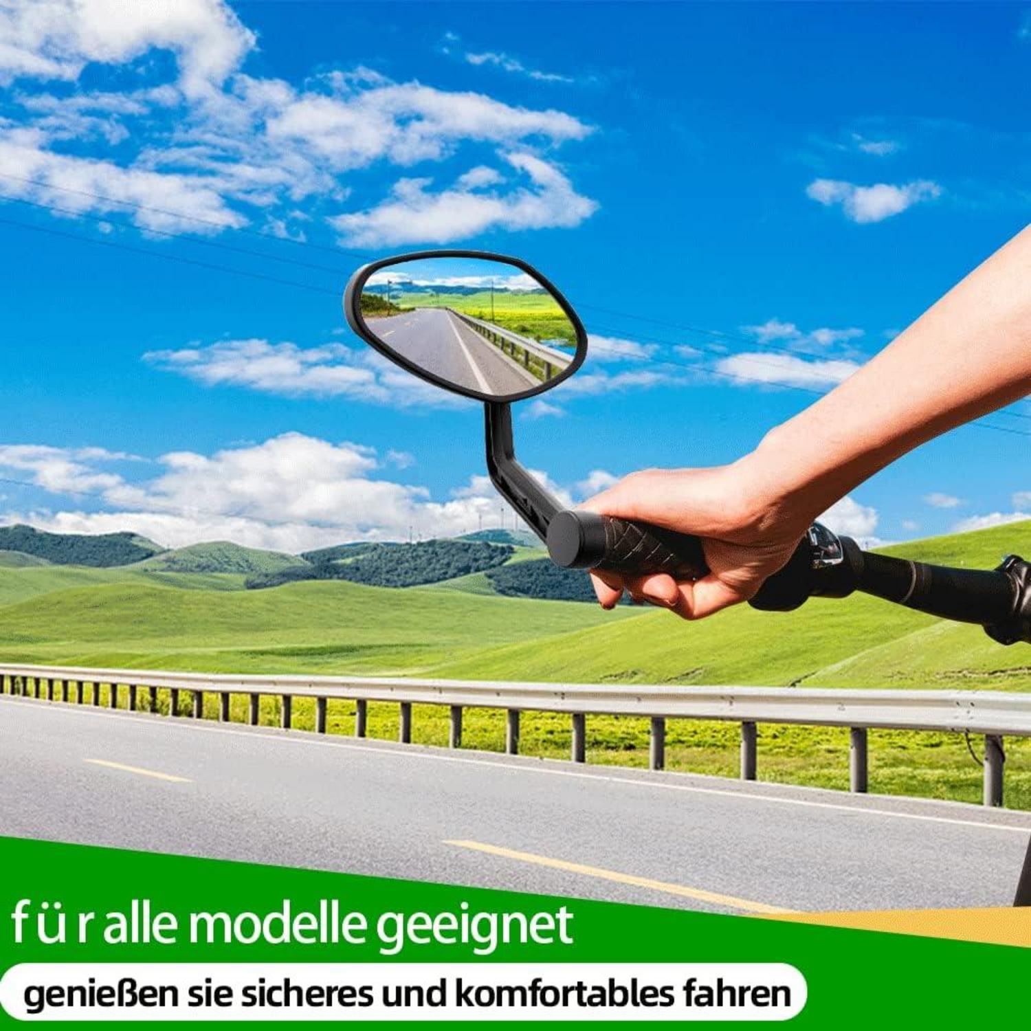 Fahrradspiegel Bar End Extra Groß Echtglas Rückspiegel Universal E-Bike-1Paar