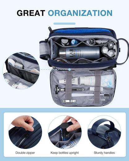 Herren Kulturbeutel Leder Dopp Kit Marineblau Organisator