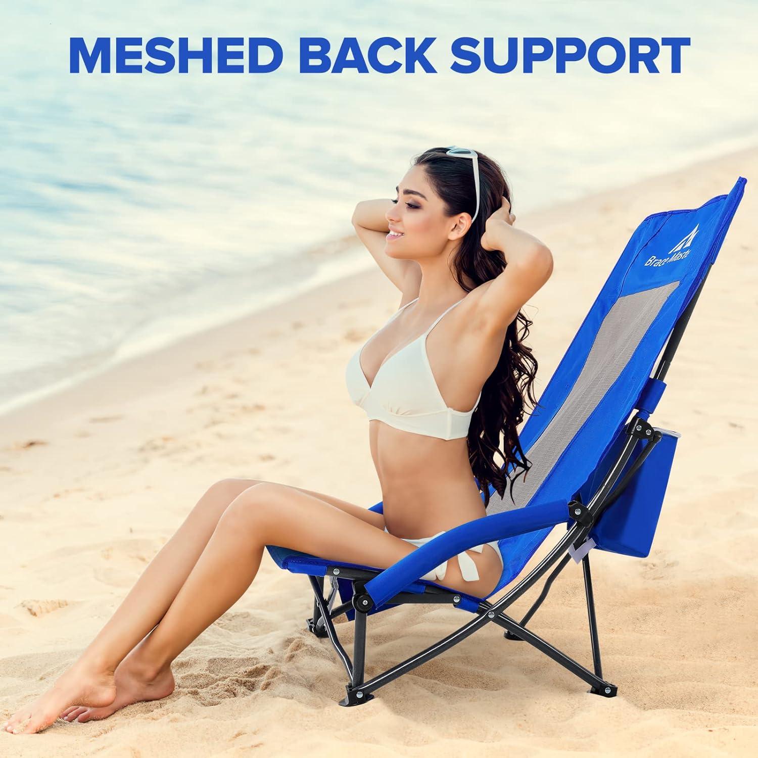 Brace Master Strandstuhl Campingstuhl faltbares Mesh Design Blau