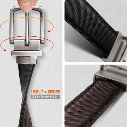 Ledergürtel Herren Wendegürtel Schwarz Braun 31mm taille verstellbar 110cm