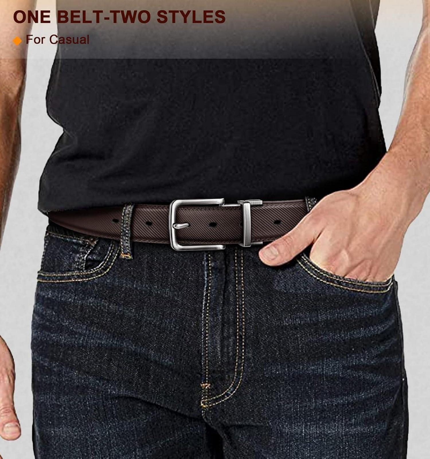 Ledergürtel Herren Wendegürtel Schwarz Braun Größe 31mm 110cm taille