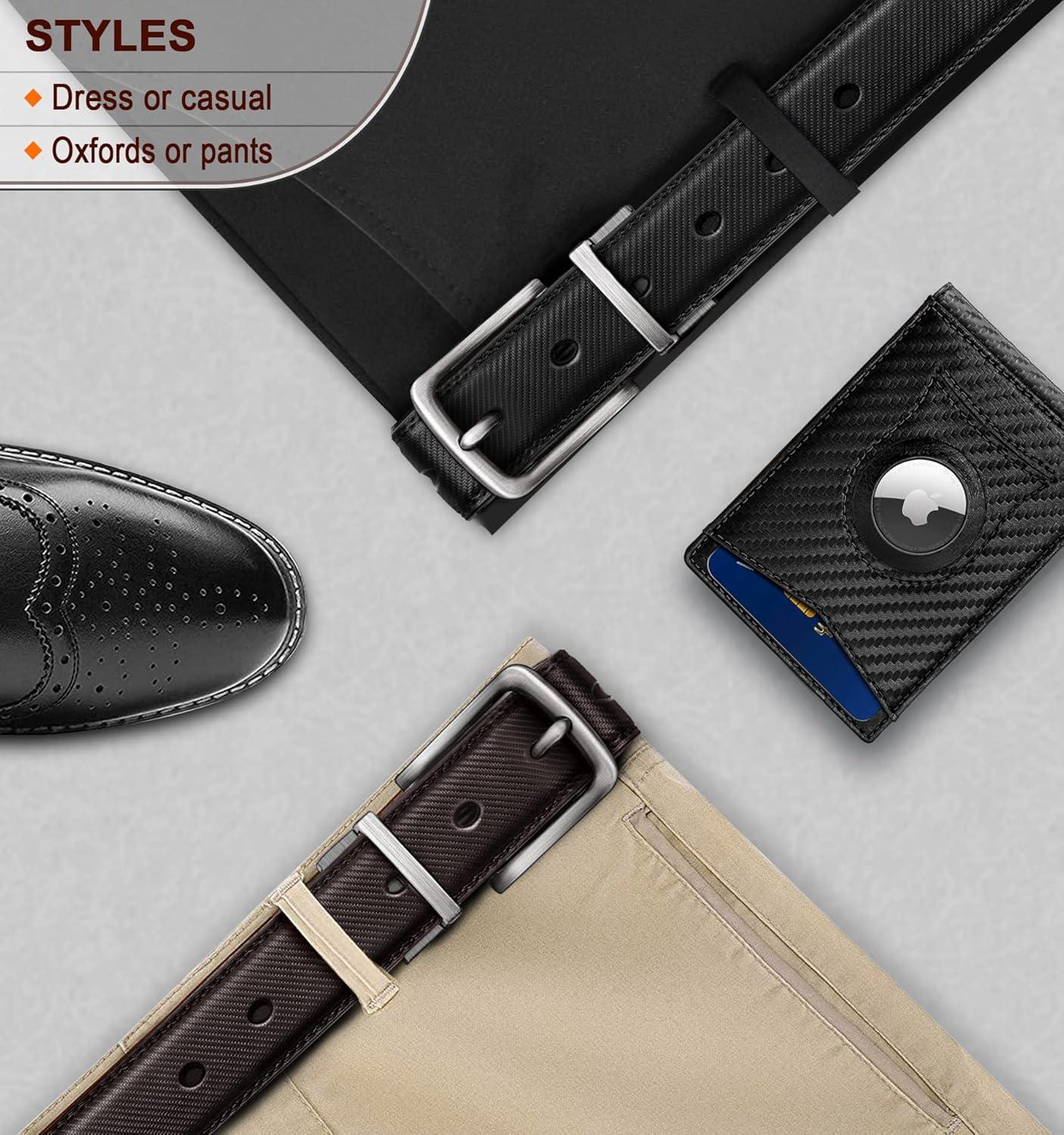 Ledergürtel Herren Wendegürtel Schwarz Braun 31mm taille verstellbar 110cm