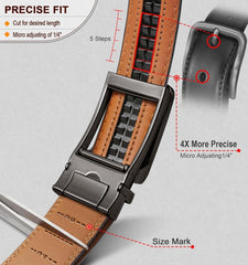Herren Ledergürtel Automatik-Schnalle Ratsche 35mm, Größe 150cm, Grau