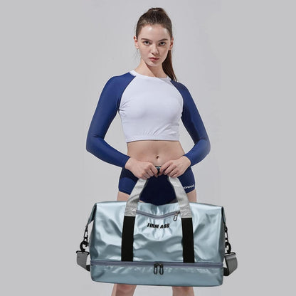 Große Reisetasche Grün mit Schuhfach Wasserdicht Sporttasche Nassfach Gym Bag