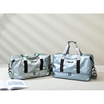 Große Reisetasche Grün mit Schuhfach Wasserdicht Sporttasche Nassfach Gym Bag