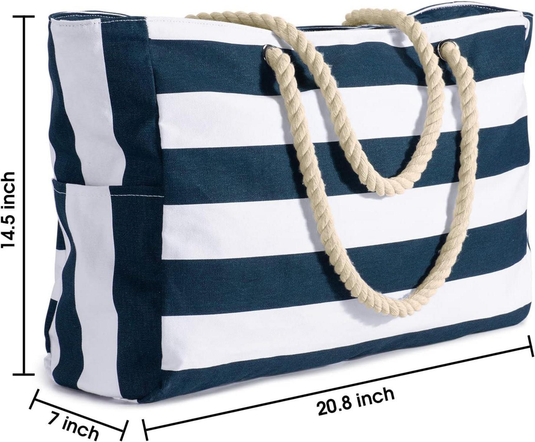 Große Wasserdichte Strandtasche mit Reißverschluss - Dunkelblau