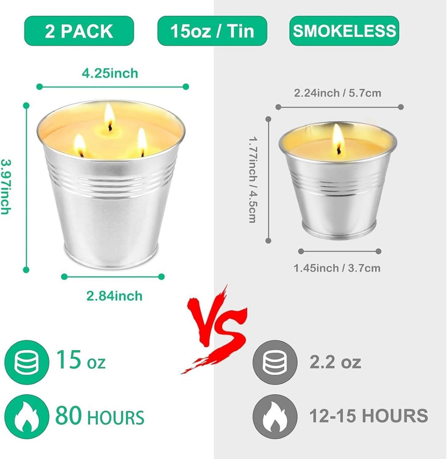 Citronella Kerzen Set für Outdoor Aktivitäten und Garten, Natürliche
