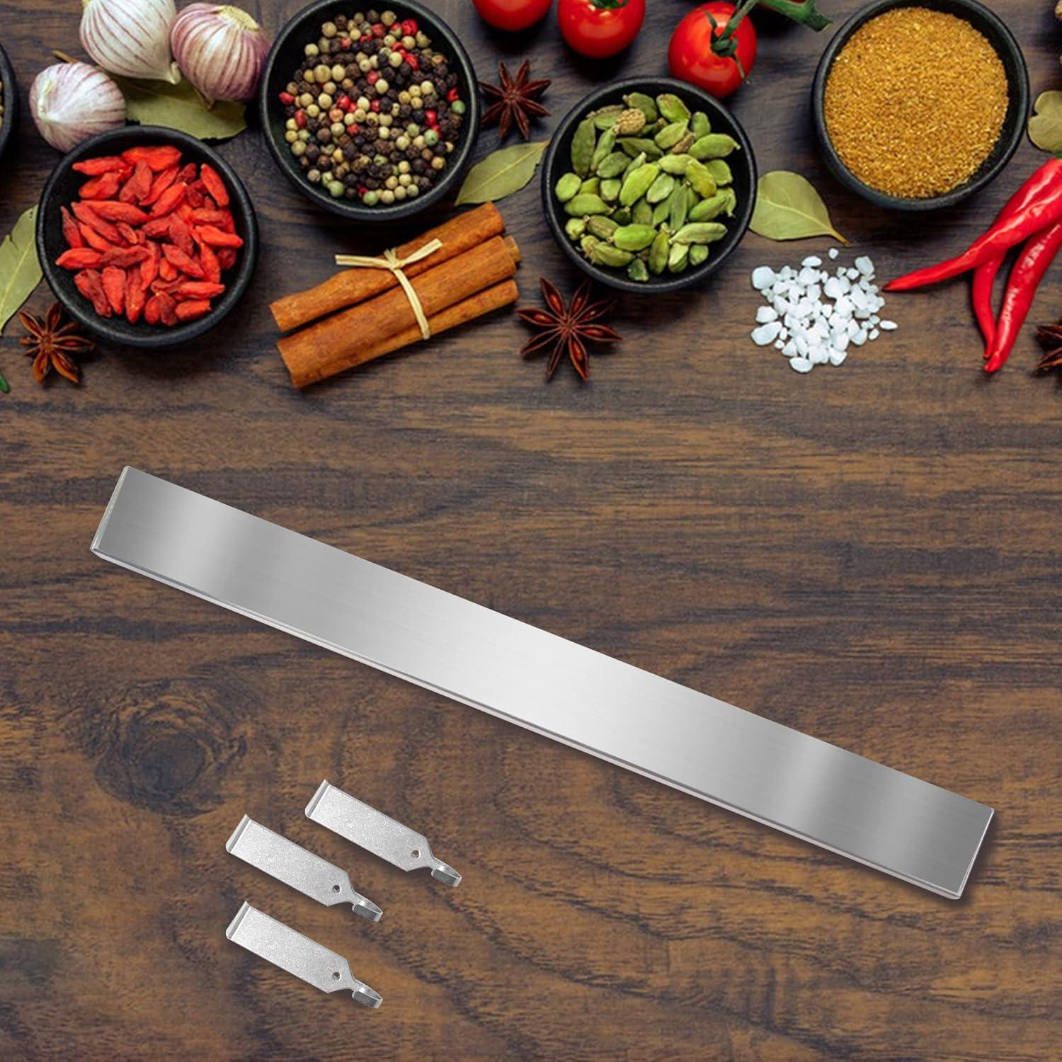 Magnetleiste Messer 40cm Edelstahl Schwarz Selbstklebend mit 3 Haken
