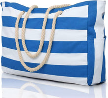 Große Wasserdichte Strandtasche mit Reißverschluss in Blau