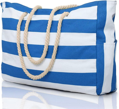 Große Wasserdichte Strandtasche mit Reißverschluss in Blau