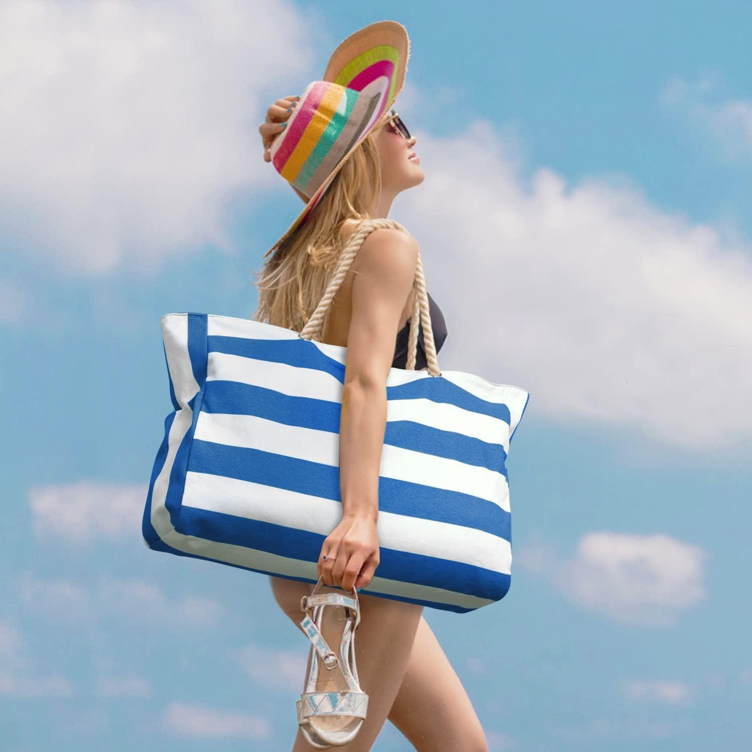 Strandtasche Damen Groß Wasserdicht mit Reißverschluss in Blau