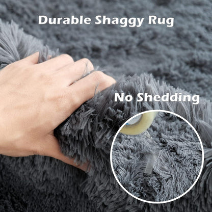 Großer Shaggy Teppich Grau Weich Antirutsch 150x240cm